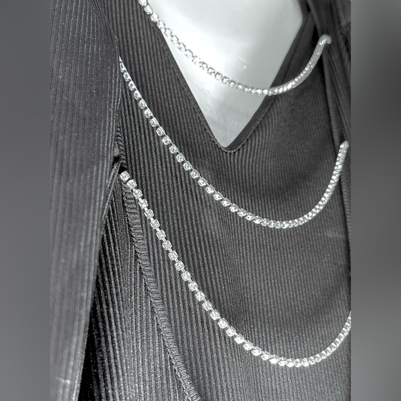 SOLADO 💍 maxi dress • backless open back • 3 rhinestone chain • black - Picture 6 of 11